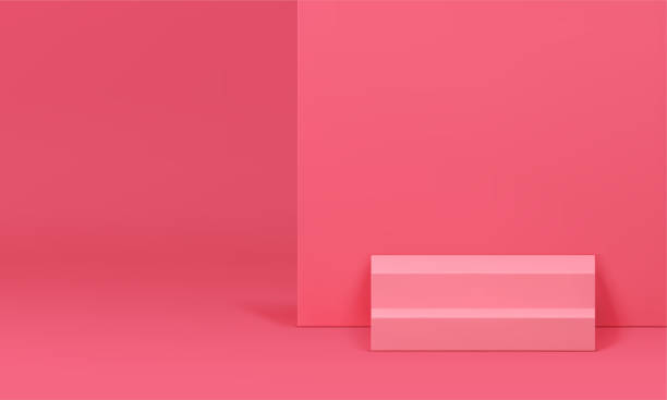 istock Pink 3d stairs podium showcase with pastel wall backdrop for feminine product presentation vector 1656598083