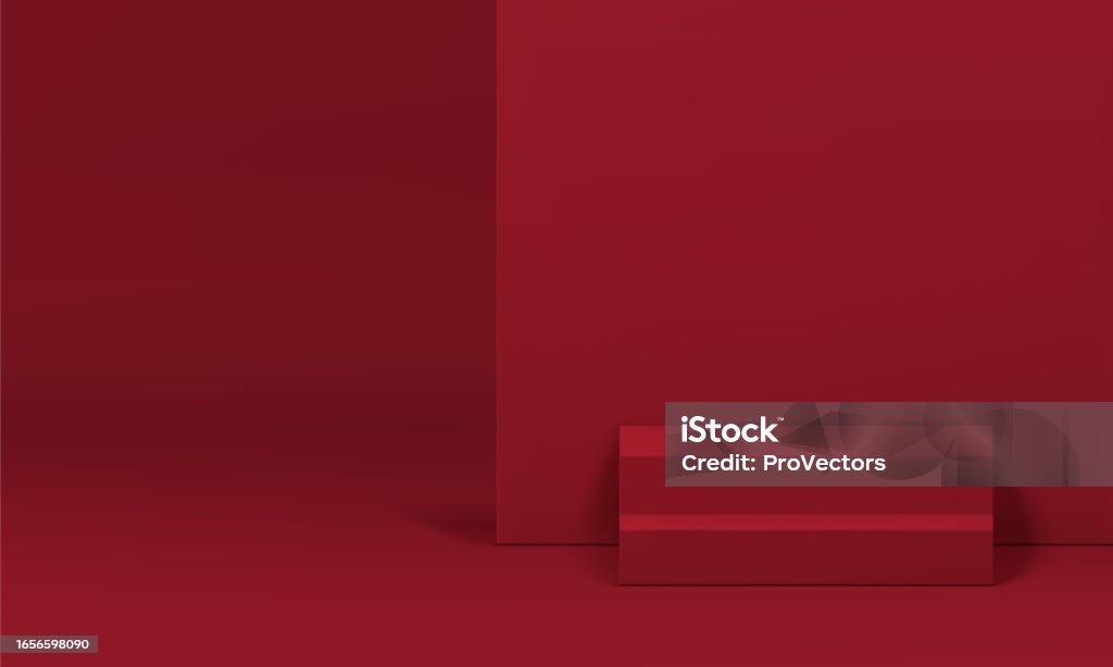 Stage Promo Background 3d Red Podium Staircase Stage Promo Display With Wall Backdrop Showroom ...