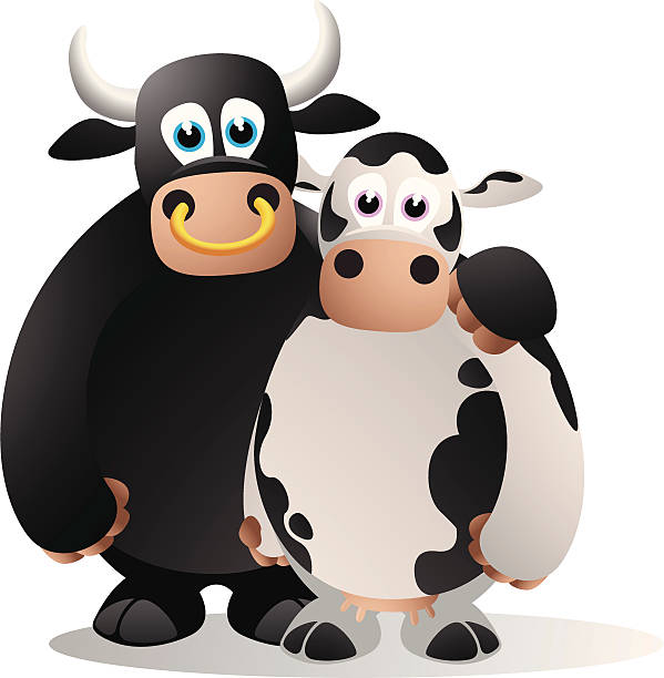 Cow And Bull In Love Stock Illustration - Download Image Now - Bull -  Animal, Cow, Domestic Cattle - iStock
