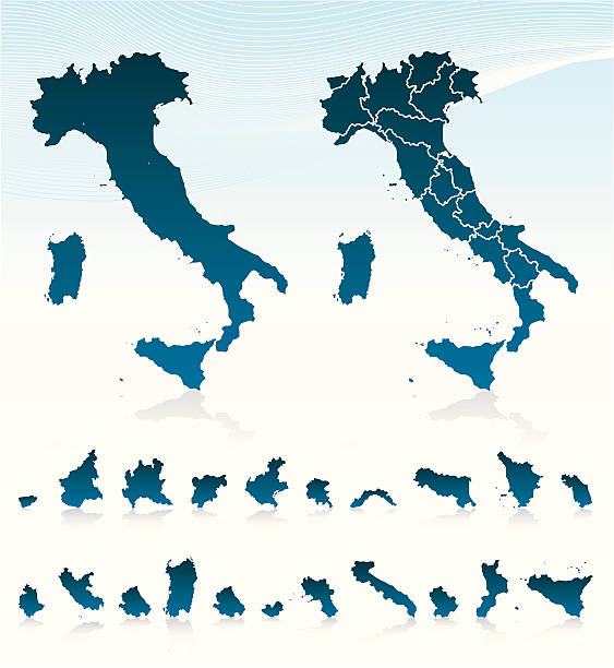 Italy Detailed vector map of Italy with regions.  italy stock illustrations