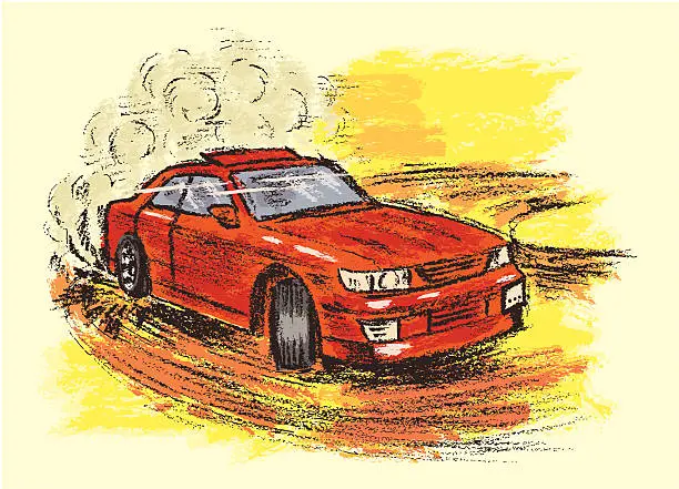 Vector illustration of Drifting car