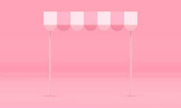 istock 3d pink awning tent striped elegant interior decor element feminine product show realistic vector 1656598709