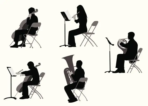 Vector illustration of Classical Musicians Vector Silhouette