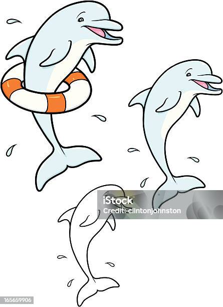 Golfinhos Feliz Saltar - Arte vetorial de stock e mais imagens de Golfinho - Golfinho, Jardim Zoológico, Animal