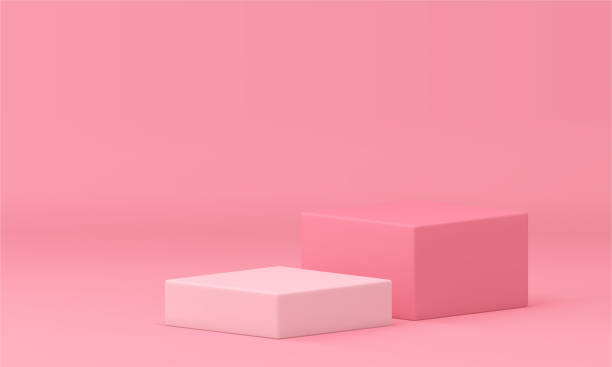 istock Pink 3d podium cube step stairs showcase mock up for cosmetic product show presentation vector 1656599260