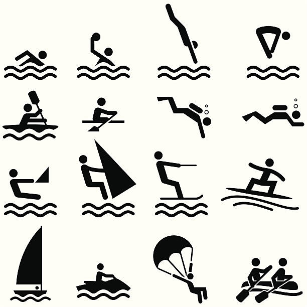 스포츠 아이콘 - 수중 잠수 stock illustrations