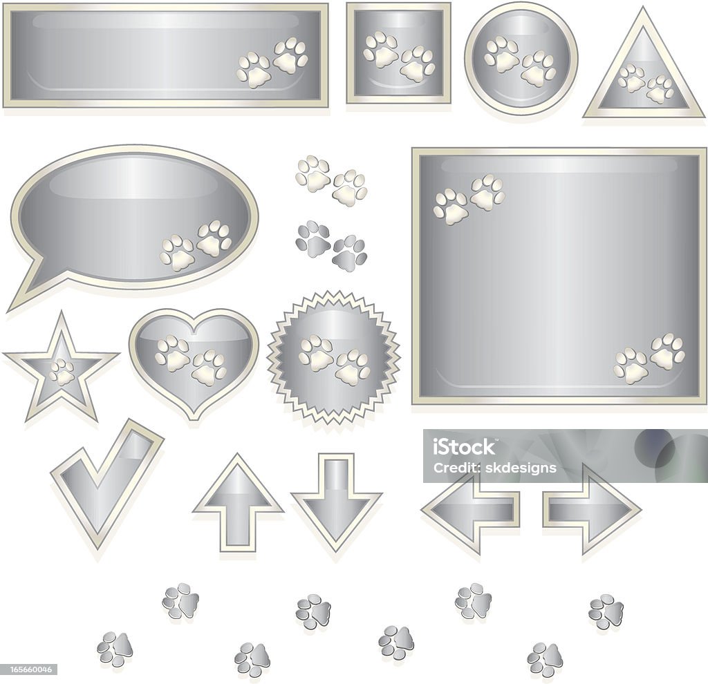 Cane zampa stampe icone Set-argento lucido - arte vettoriale royalty-free di A forma di stella