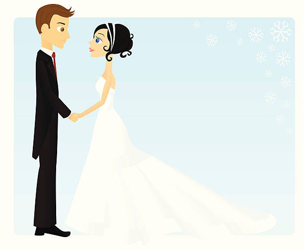 illustrations, cliparts, dessins animés et icônes de hiver le marié et la mariée - young men young women bride hairstyle