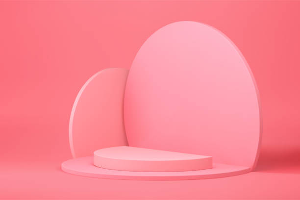 istock Pink 3d podium with circle wall background for feminine product presentation realistic vector 1656601058