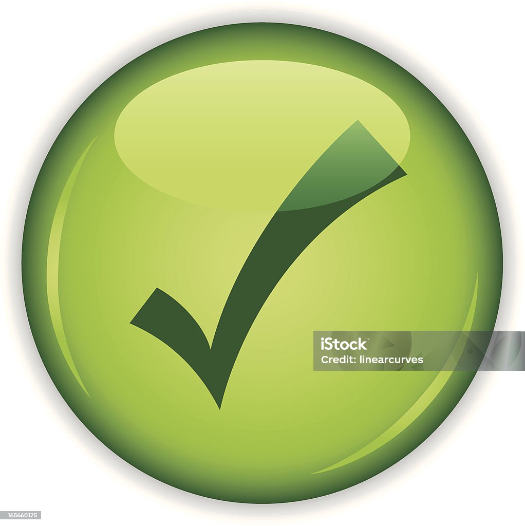 Bouton vert avec Tique - clipart vectoriel de Autorisation libre de droits