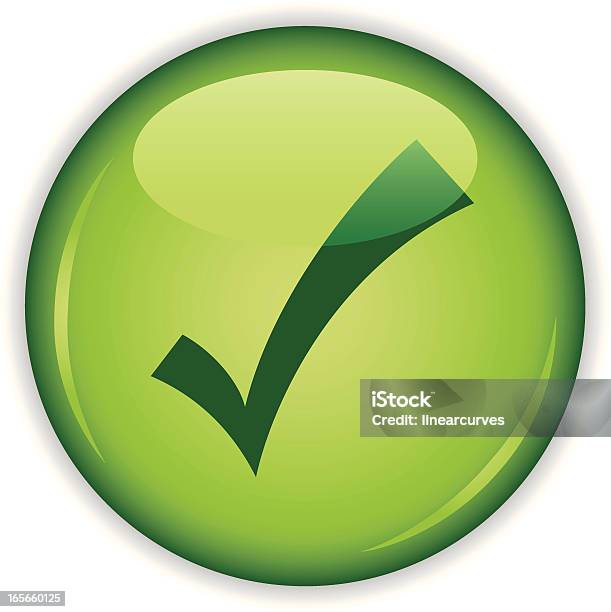 Bouton Vert Avec Tique Vecteurs libres de droits et plus d'images vectorielles de Autorisation - Autorisation, Brillant, Cercle