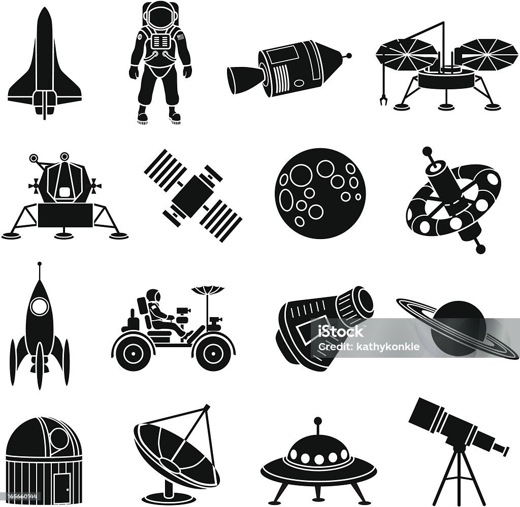 Exploración espacial iconos - arte vectorial de Ícono libre de derechos