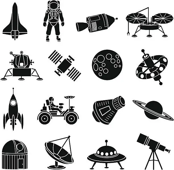 Vector illustration of space exploration icons