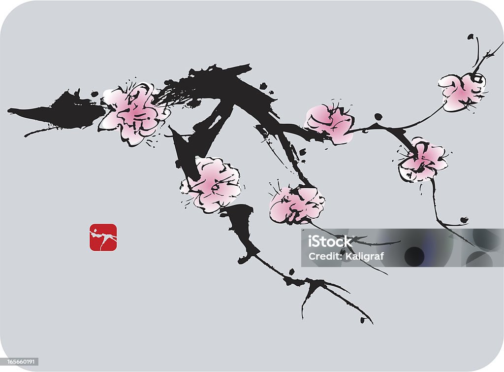 Blossom - arte vectorial de Flor de la ciruela libre de derechos