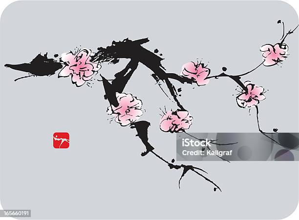 Ilustración de Blossom y más Vectores Libres de Derechos de Flor de la ciruela - Flor de la ciruela, Belleza de la naturaleza, Cultura asiática