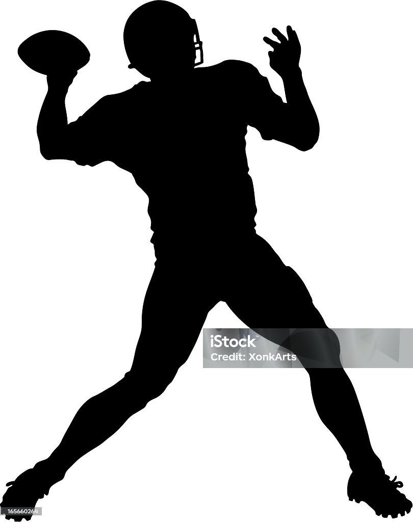 Silhouette d'un jeté de lit et chambre à grand lit - clipart vectoriel de Joueur de football américain libre de droits