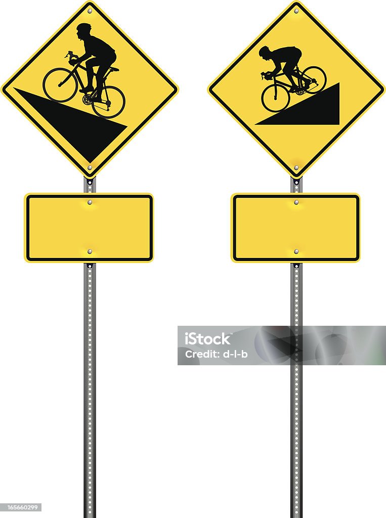 急峻な丘の自転車警告標識 - ロードバイクのロイヤリティフリーベクトルアート