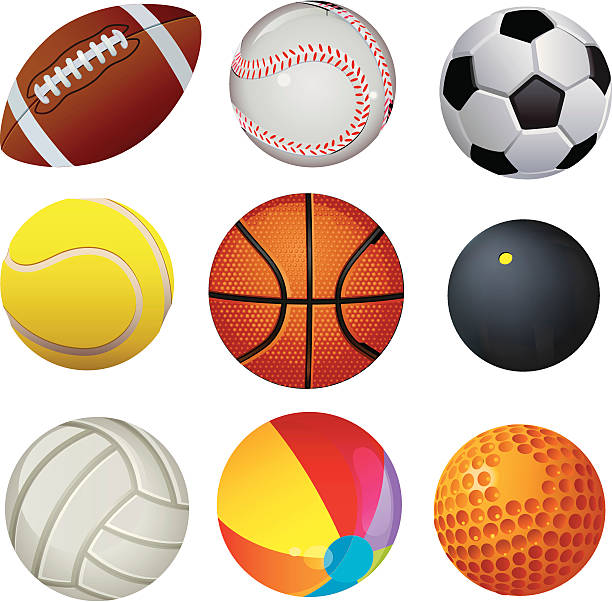 Ball A set of 9 finishing illustration of balls for your web page, interactive, presentation, print, and all sorts of design need. inflatable soccer balls stock illustrations