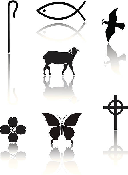ilustraciones, imágenes clip art, dibujos animados e iconos de stock de christian iconos - shepherds staff