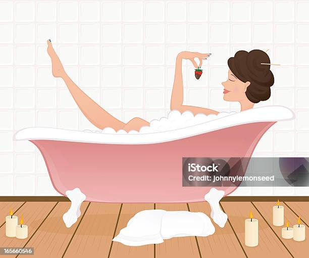 Ilustración de Baño De Relajación y más Vectores Libres de Derechos de Bañera con patas - Bañera con patas, Baño de espuma, Mujeres