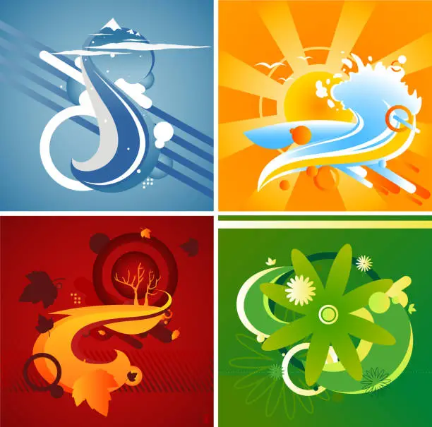 Vector illustration of Four seasons themes