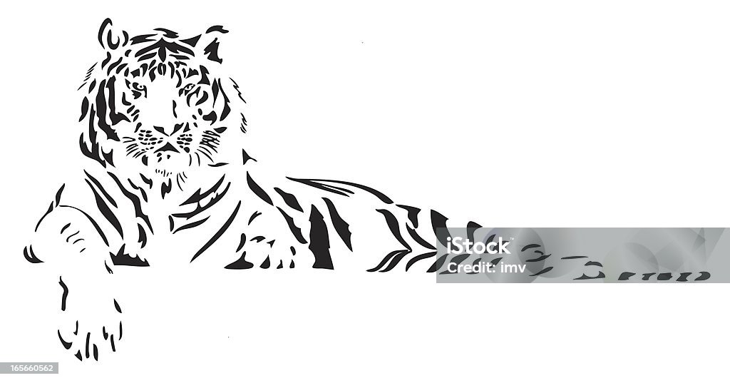 Ilustração em Linhas pretas do tigre - Vetor de Tigre royalty-free