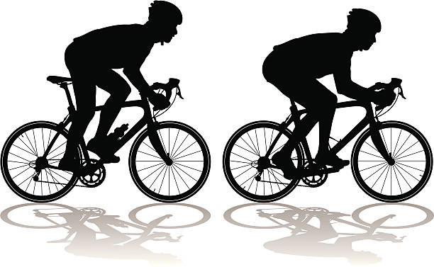 silhouetten von carbonfaser racing fahrräder bei radfahrern - racing bicycle cycling sports race bicycle stock-grafiken, -clipart, -cartoons und -symbole