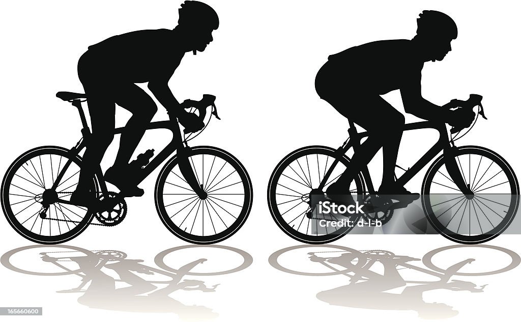 Modelli di fibra di carbonio con i ciclisti biciclette da corsa - arte vettoriale royalty-free di Ciclismo