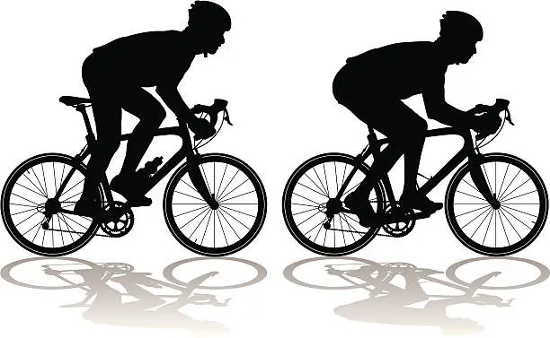 Vector illustration of Silhouettes of carbon fiber racing bicycles with cyclists