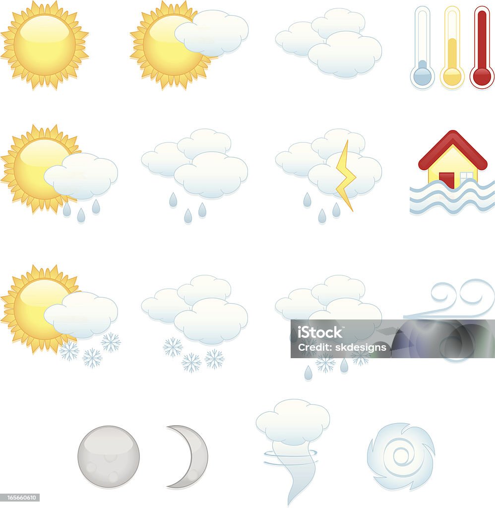 Wetter-Icons Set - Lizenzfrei Bedeckter Himmel Vektorgrafik