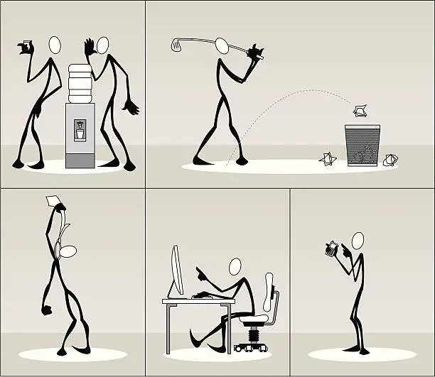 Vector illustration of Modern Stick Figures in Business Series 3