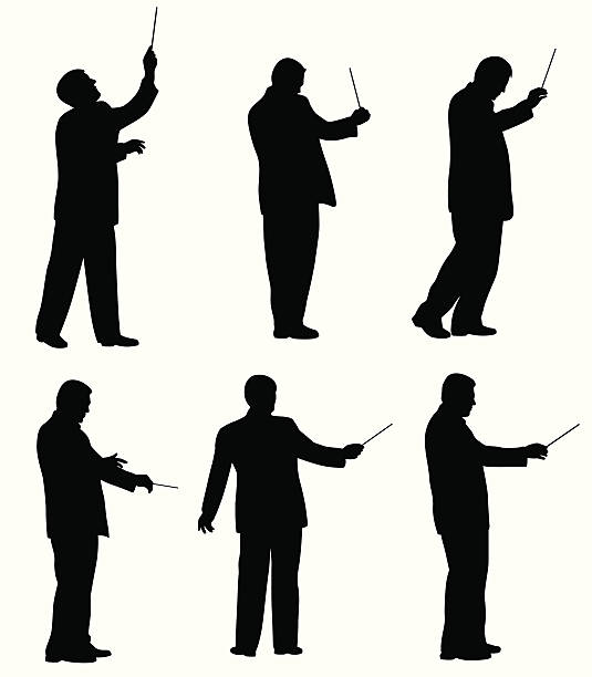 Music Director Vector Silhouette A-Digit musical conductor stock illustrations