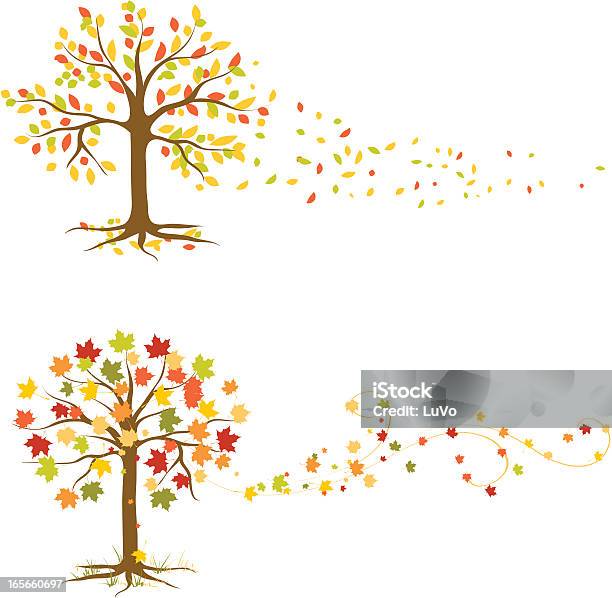 Jesienią Drzewa - Stockowe grafiki wektorowe i więcej obrazów Drzewo - Drzewo, Liść, Abstrakcja