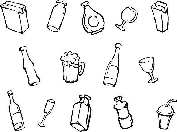 Vector illustration of Sketch Beverage Set