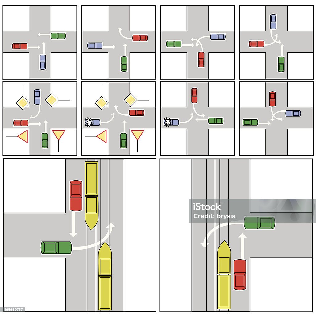crossroads/езда на автомобиле - Векторная графика Экзамен по вождению роялти-фри
