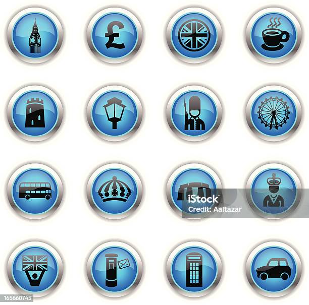 Blue Icons England Stock Illustration - Download Image Now - Big Ben, Blue, British Culture