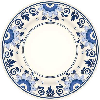 An antique blue and white plate