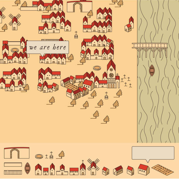 16. wieku mapę toolkit - ancient city stock illustrations
