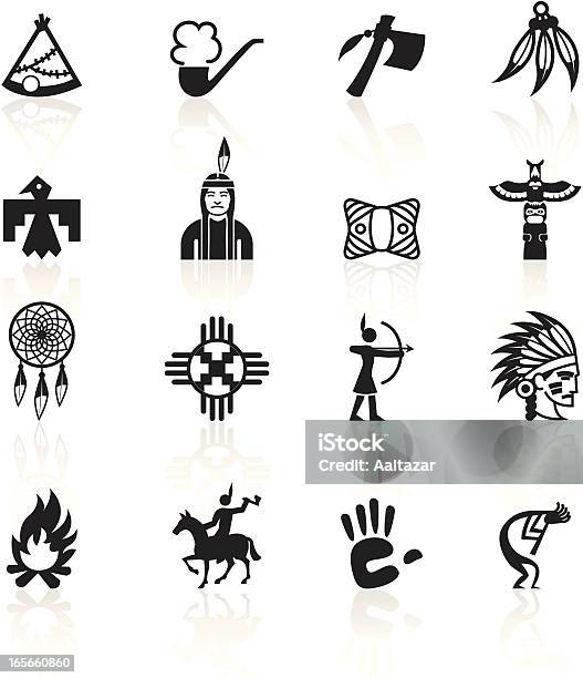 Schwarze Symboleindianer Stock Vektor Art und mehr Bilder von Icon - Icon, Indigene Kultur, Nordamerikanisches Indianervolk