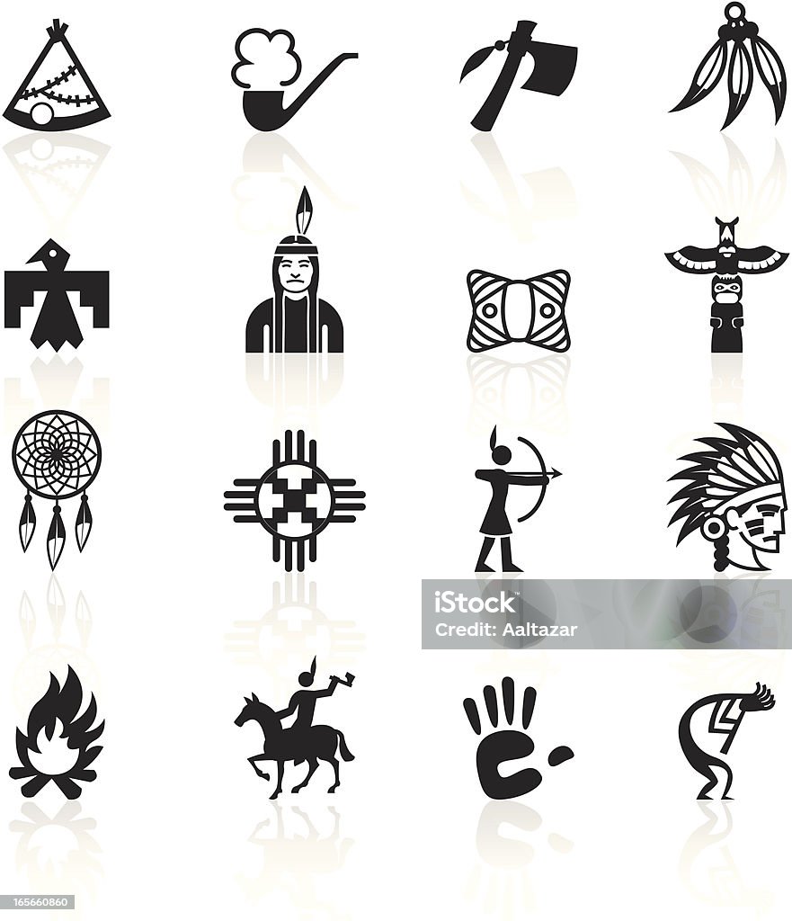 Símbolos, negro, nativo americano - arte vectorial de Ícono libre de derechos
