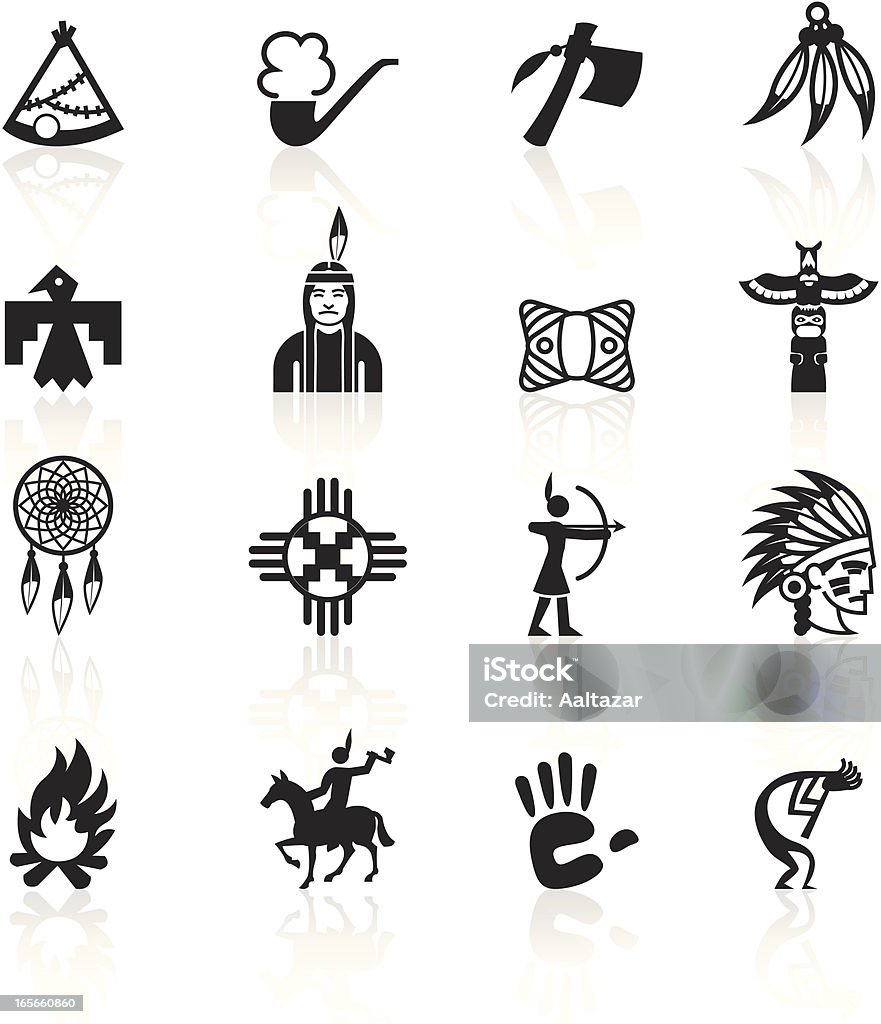 Czarny symbole-Native American - Grafika wektorowa royalty-free (Ikona)