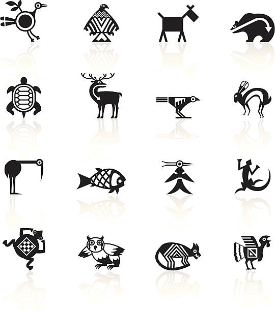 Black Symbols Indian Tribal Animals Stock Illustration - Download Image Now  - Indigenous North American Culture, Animal Themes, Symbol - iStock