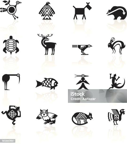 Black Symbols Indian Tribal Animals Stock Illustration - Download Image Now - Indigenous North American Culture, Animal Themes, Symbol