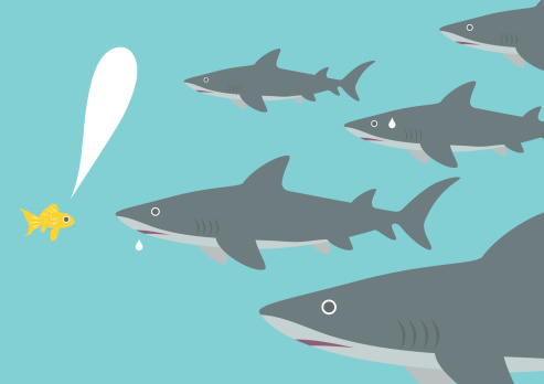 Agua dibujos animados peces gracioso Animal hambriento vector gratis