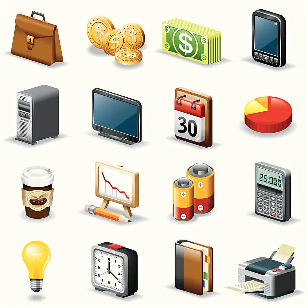 Vector illustration of Isometric icons, Office