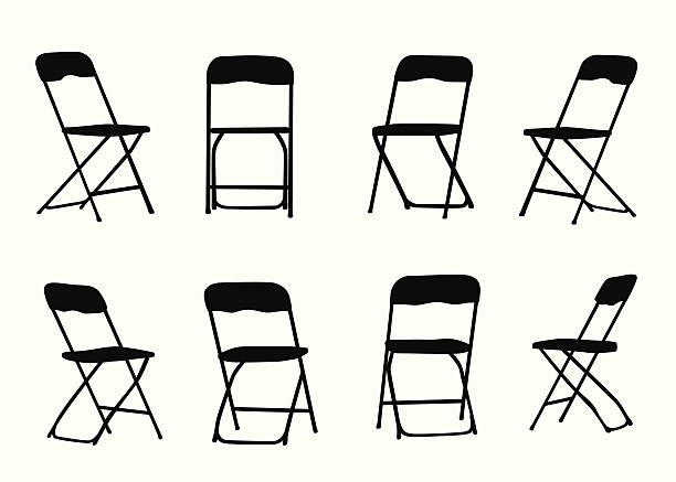 Chairs Vector Silhouette A-Digit folding chair stock illustrations