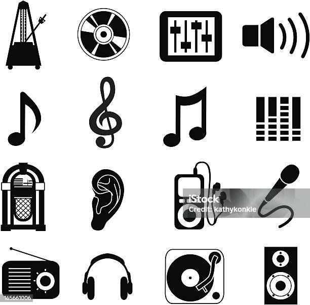 Ikony Muzyki - Stockowe grafiki wektorowe i więcej obrazów Muzyka - Muzyka, Słuchawka nauszna, Bez ludzi