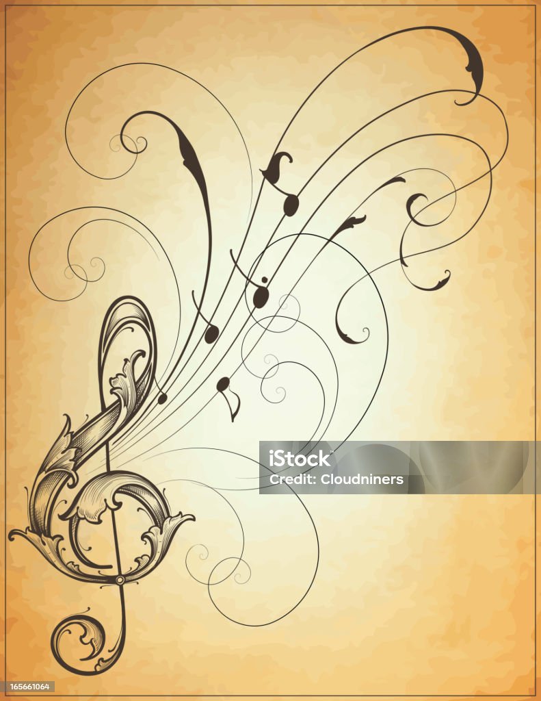 Musical Scroll Frame Musical Scroll Flow Stock Illustration - Download Image Now - Antique ...