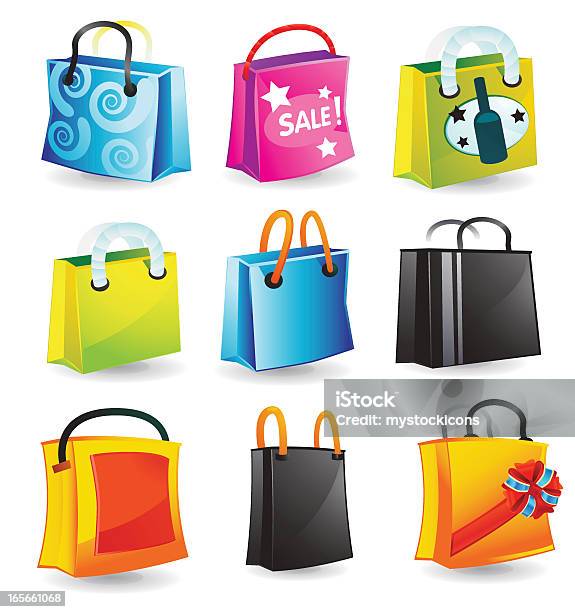 Shopping Bag Illustrazioni - Immagini vettoriali stock e altre immagini di Affari - Affari, Bianco, Borsa