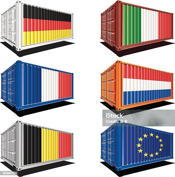 Conteneurs Cargo Avec Drapeau Designs Vecteurs libres de droits et plus d'images vectorielles de Affaires - Affaires, Affaires Finance et Industrie, Allemagne